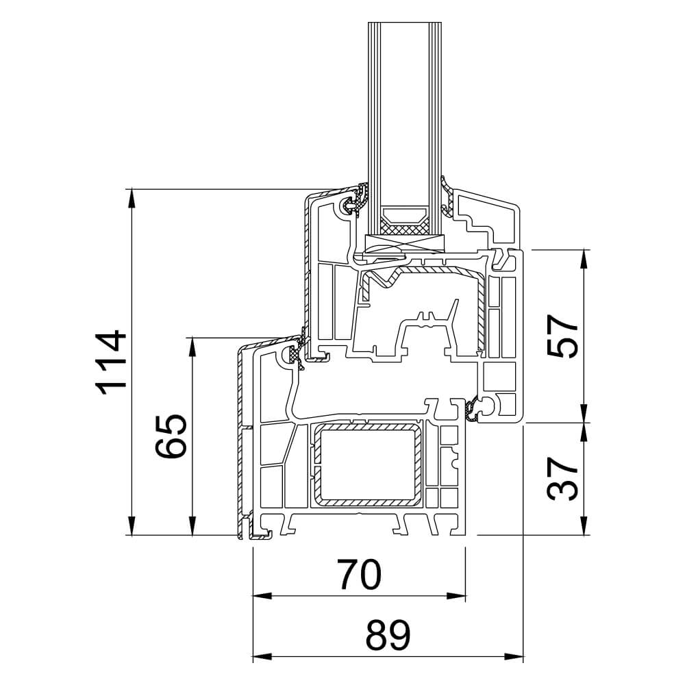 Coupe de profilé PVC-Alu aluplast Twinset® 4000