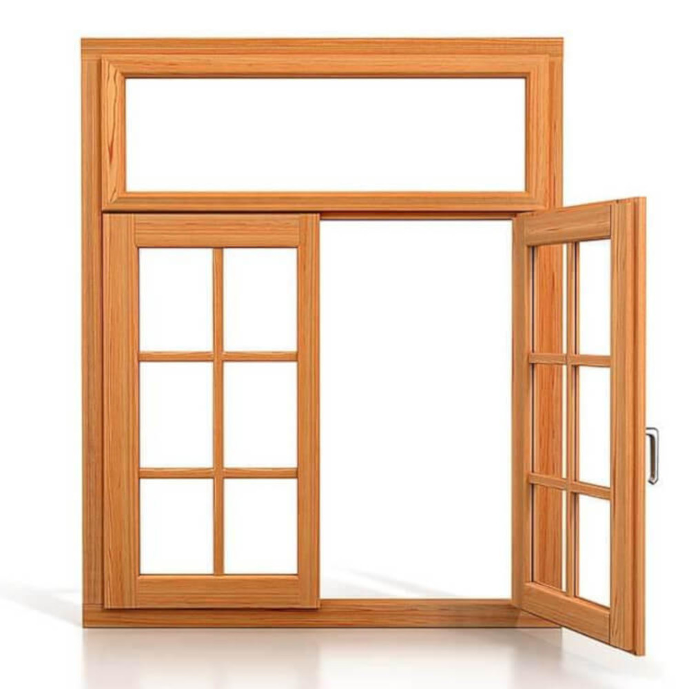 Fenêtre avec imposte en bois