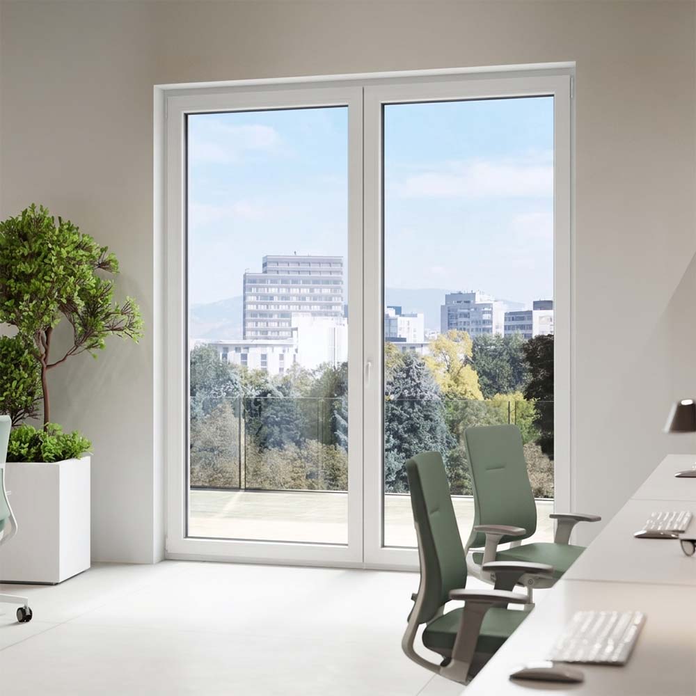 Situation de pose côté intérieur de la porte-fenêtre
