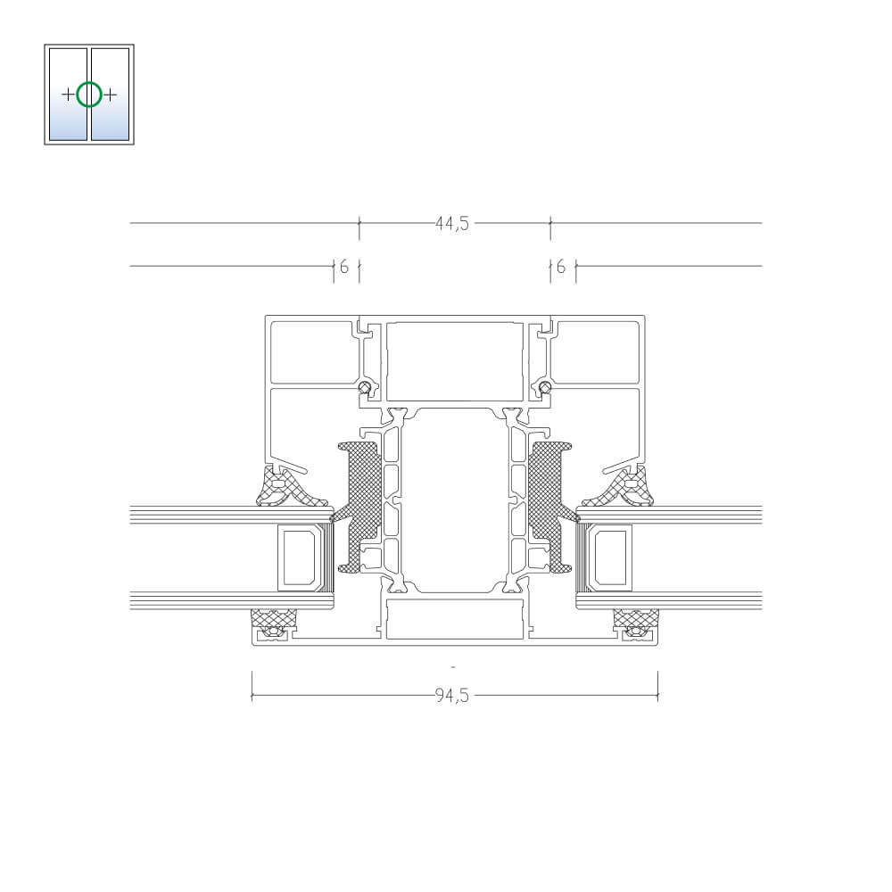 MB-86: montant avec vitrage fixe