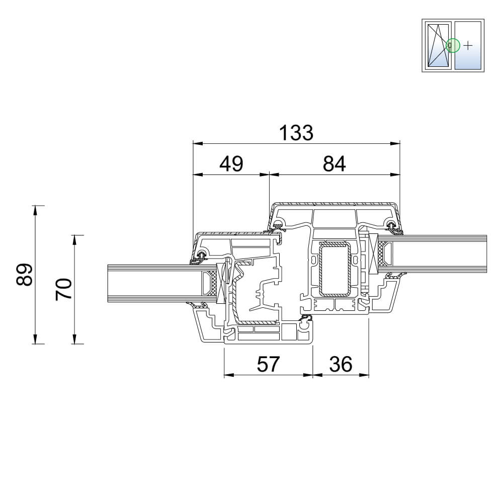 TwinSet 4000 - Poteau avec vantail et vitrage fixe