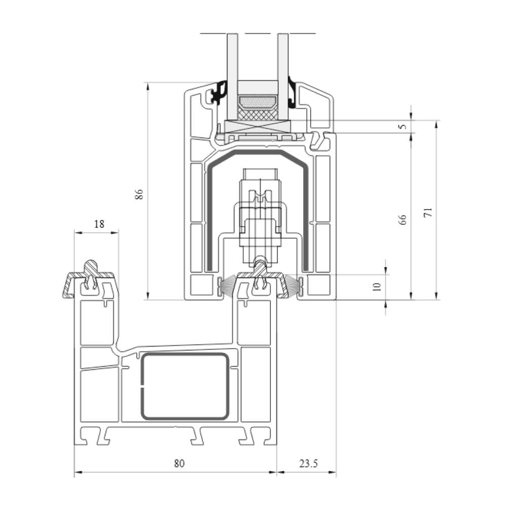 Coupe de profilé aluplast Multi Slide