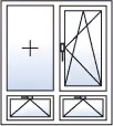 Fenêtre 2 vantaux oscillo-battant droite 2 allèges basculantes