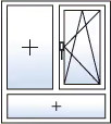 Fenêtre 2 vantaux oscillo-battant droite allège fixe