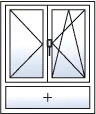 Fenêtre 2 vantaux oscillo-battant droite battant gauche allège fixe