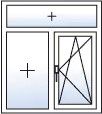 Fenêtre 2 vantaux oscillo-battant droite imposte fixe