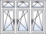 Fenêtre trois vantaux oscillo-battant 3 impostes basculantes