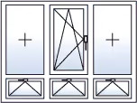 Fenêtre trois vantaux oscillo-battant centre 3 allèges basculantes gaucher