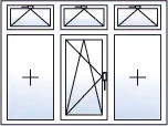 Fenêtre trois vantaux oscillo-battant centre 3 impostes basculantes gaucher