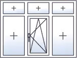 Fenêtre trois vantaux oscillo-battant centre 3 impostes fixes