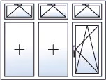 Fenêtre trois vantaux oscillo-battant droite 3 impostes basculantes