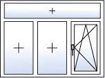 Fenêtre trois vantaux oscillo-battant droite imposte fixe