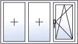 Fenêtre trois vantaux oscillo-battant droite