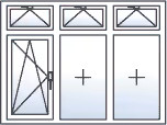 Fenêtre trois vantaux oscillo-battant gauche 3 imposte basculantes