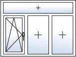 Fenêtre trois vantaux oscillo-battant gauche imposte fixe