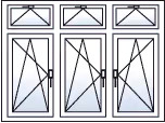 Fenêtre trois vantaux oscillo-battants 3 impostes basculantes gaucher