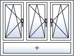 Fenêtre trois vantaux oscillo-battants allège fixe gaucher