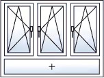 Fenêtre trois vantaux oscillo-battants allège fixe 