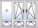 Fenêtre trois vantaux oscillo-battants droite centre 3 allèges basculantes