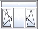 Fenêtre trois vantaux oscillo-battants droite gauche imposte fixe