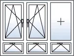 Fenêtre trois vantaux oscillo-battants gauche centre 3 allèges basculantes