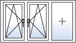 Fenêtre trois vantaux oscillo-battants gauche centre