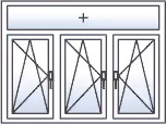Fenêtre trois vantaux oscillo-battants imposte fixe gaucher