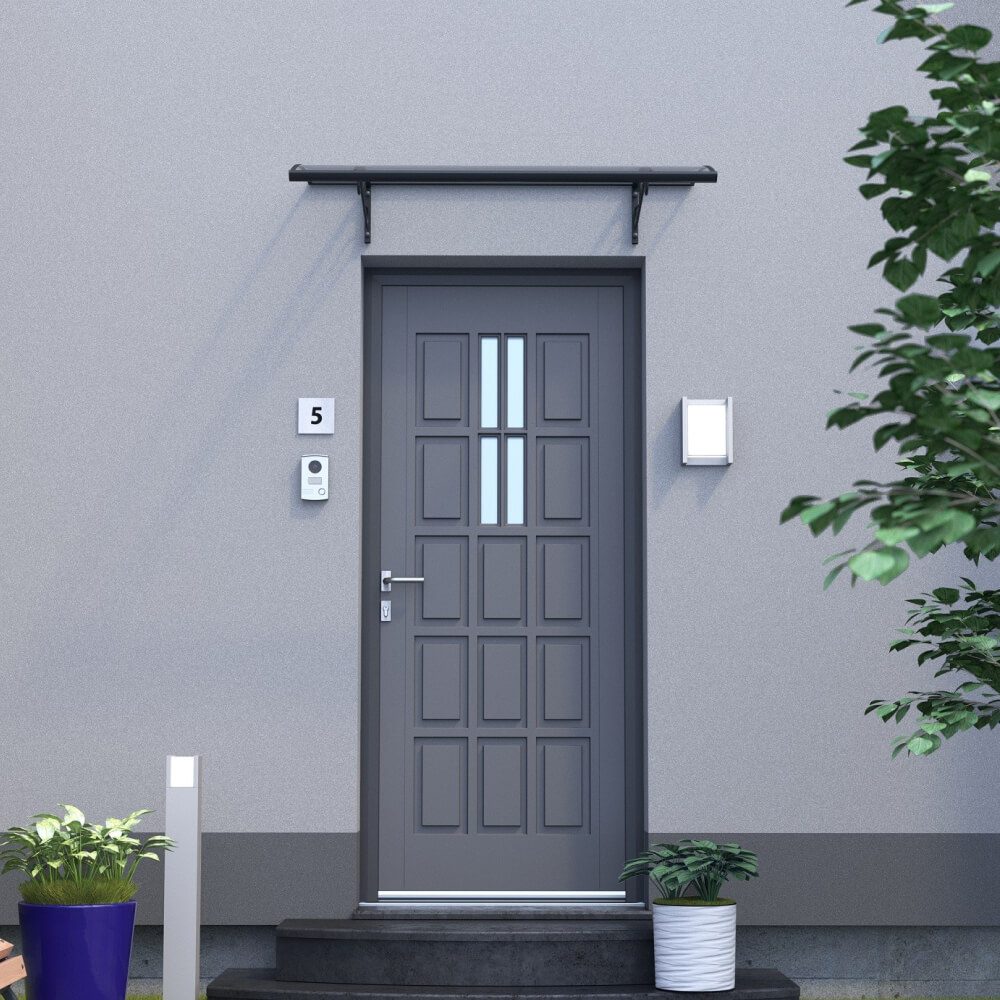 Marquise Beveren anthracite - Installée sur façade