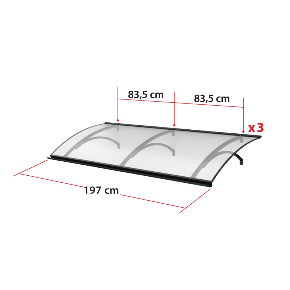 Marquise de porte Hasselt dimensions - 160 cm de large