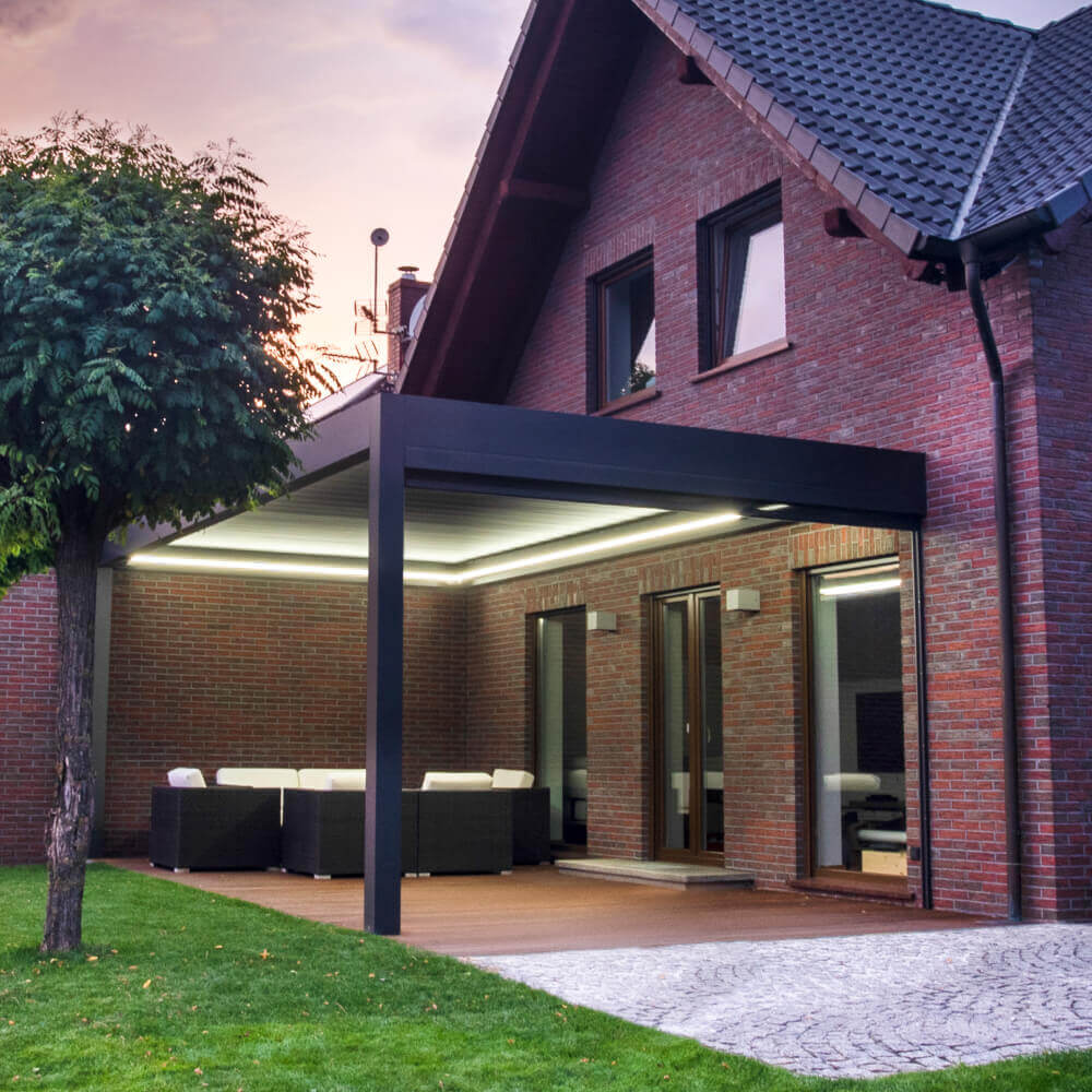 Pergola adossée avec ruban LED