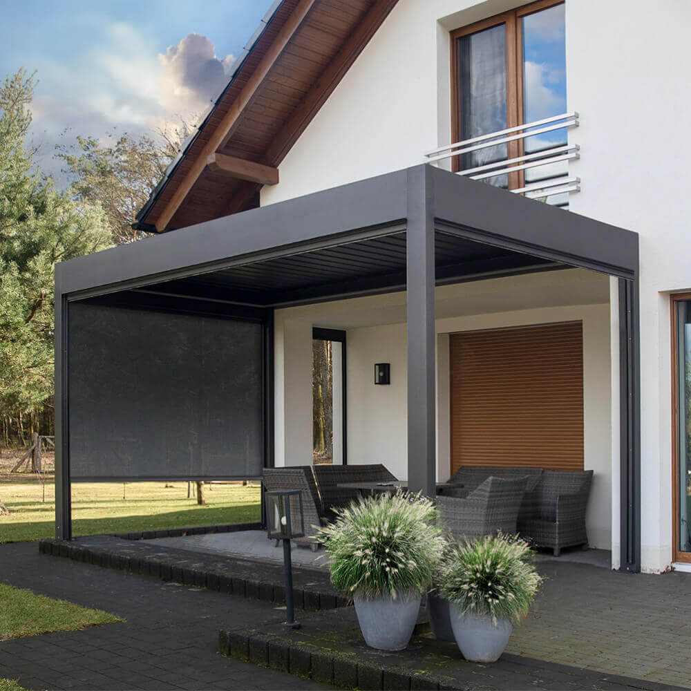 Pergola autoportée avec store latéral