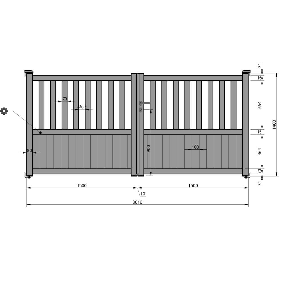 Portail battant 3010 x 1400 mm