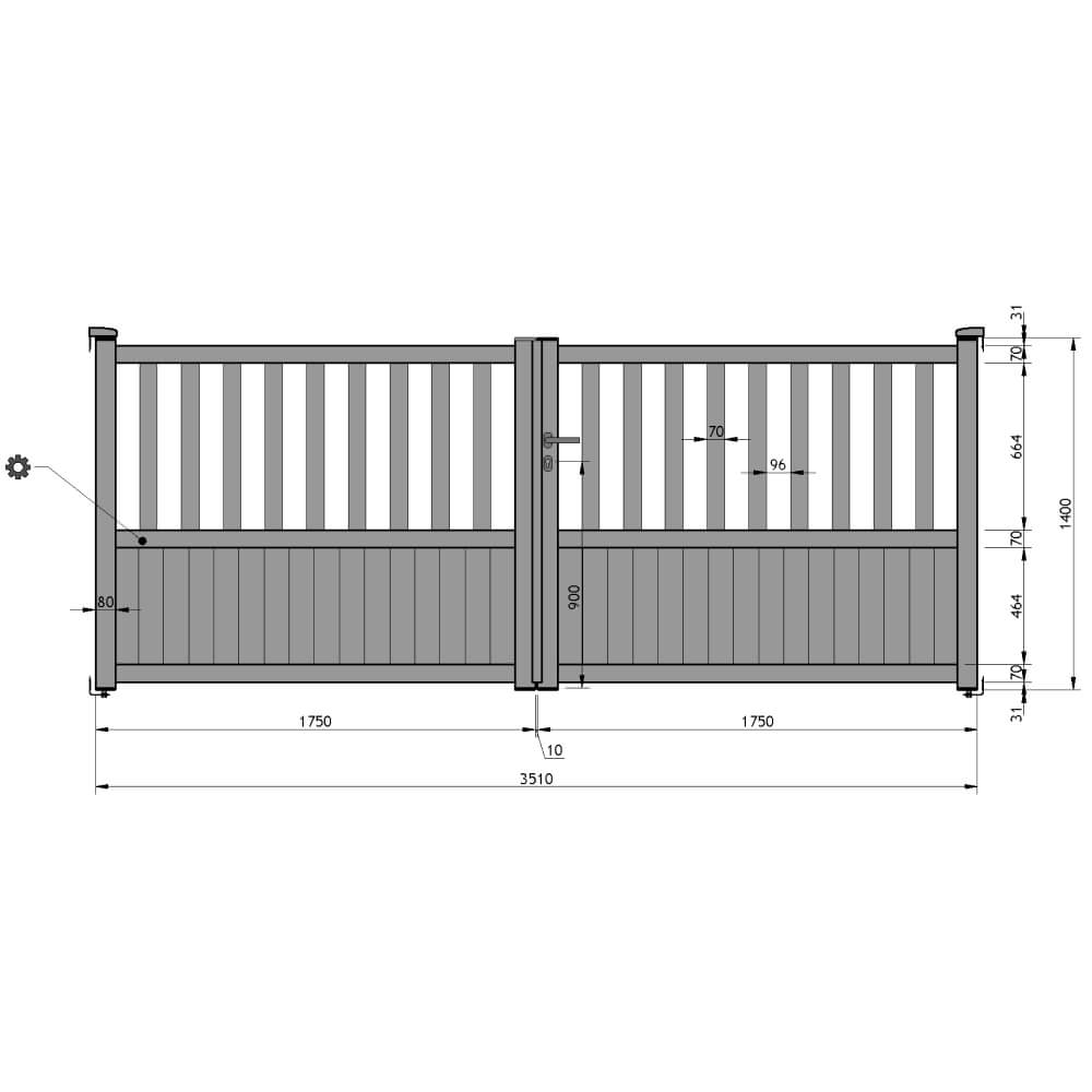 Portail battant 3510 x 1400 mm