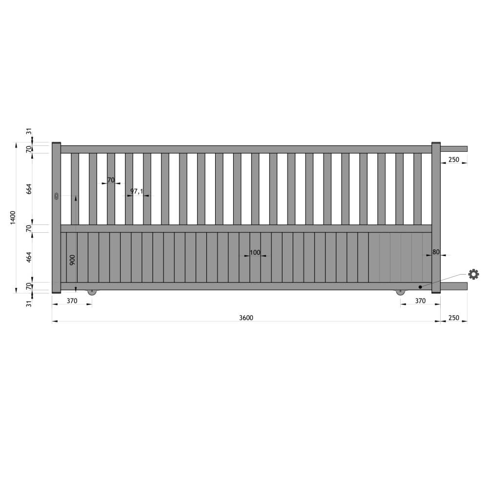 Portail coulissant 3600 x 1400 mm