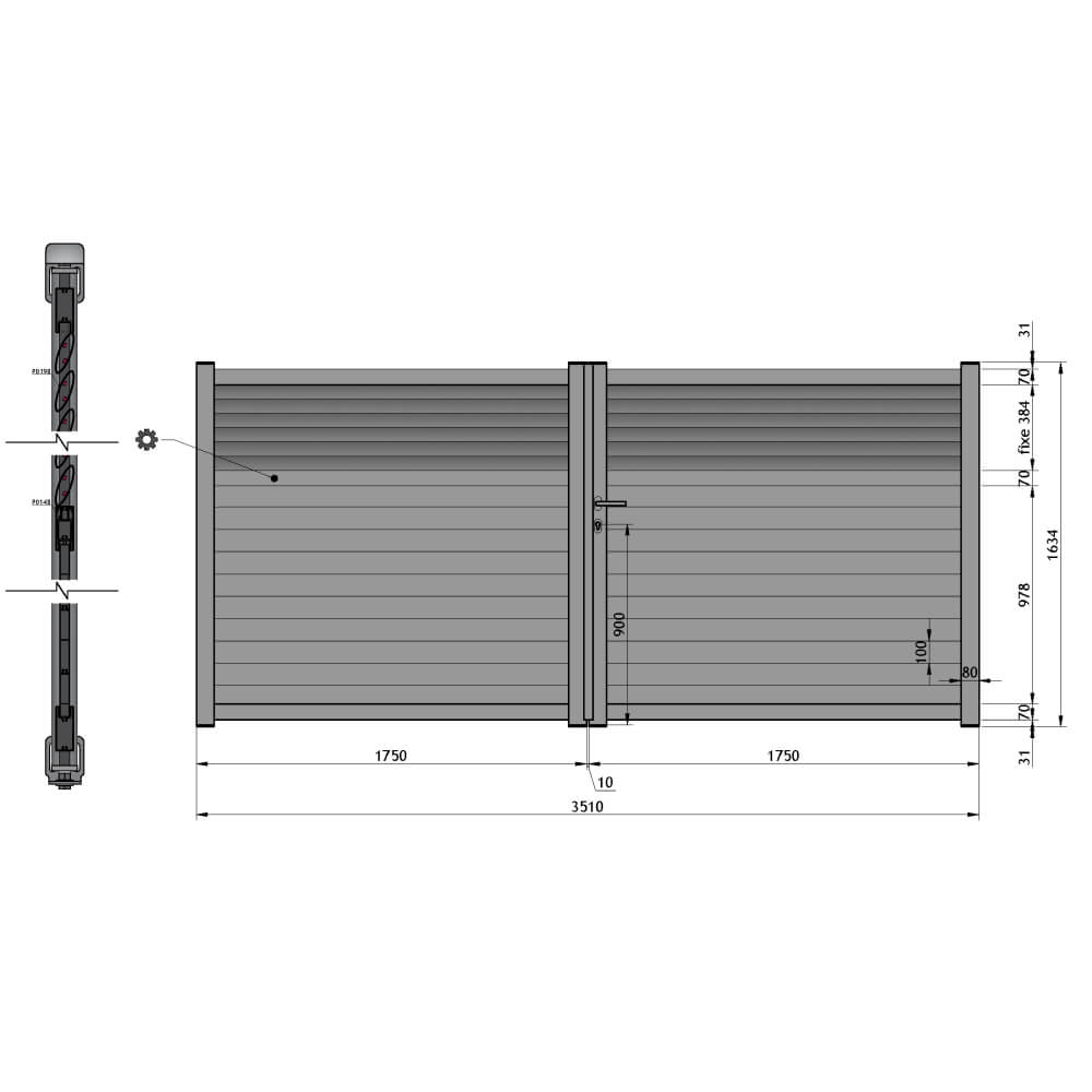 Portail battant 3510 x 1634 mm