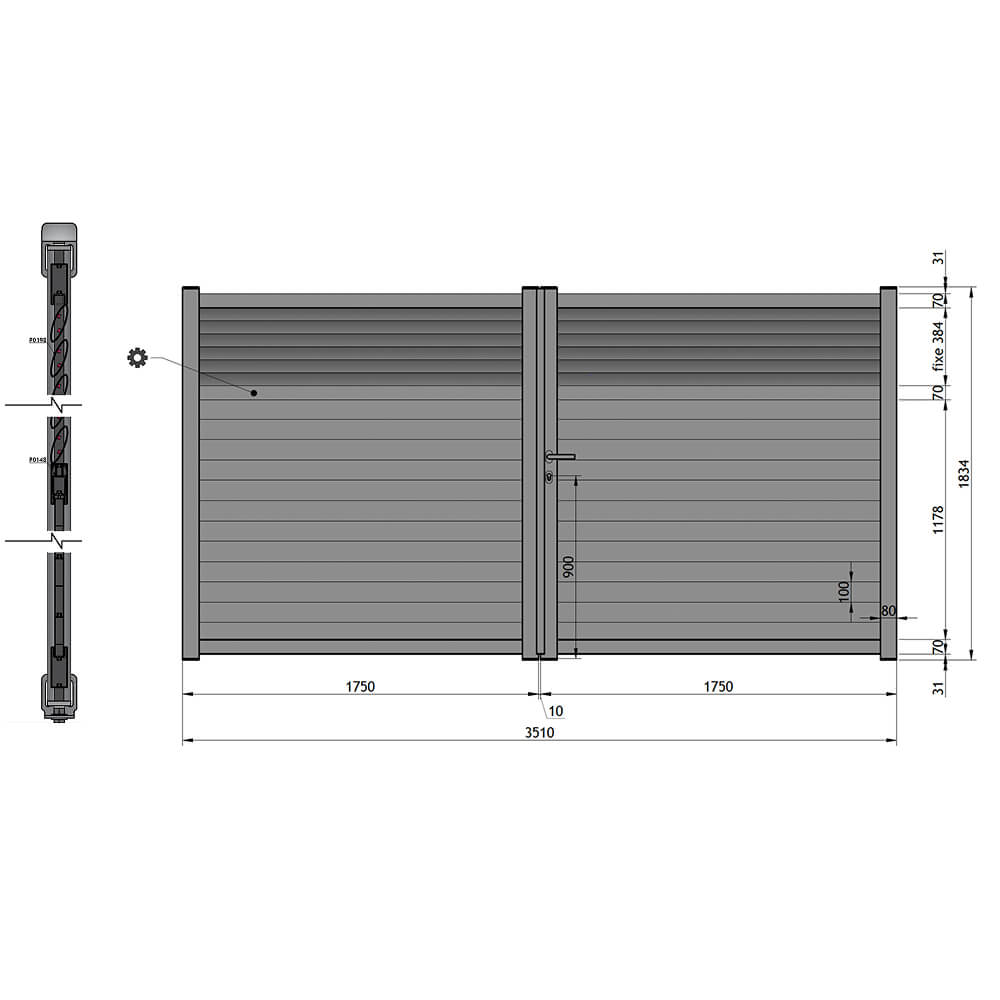 Portail battant 3510 x 1834 mm