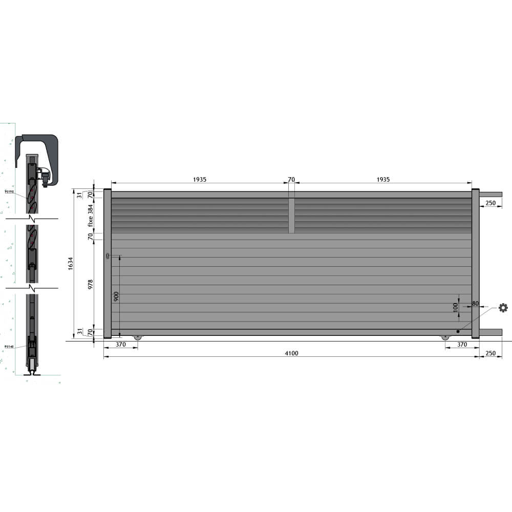 Portail coulissant 4100 x 1634 mm