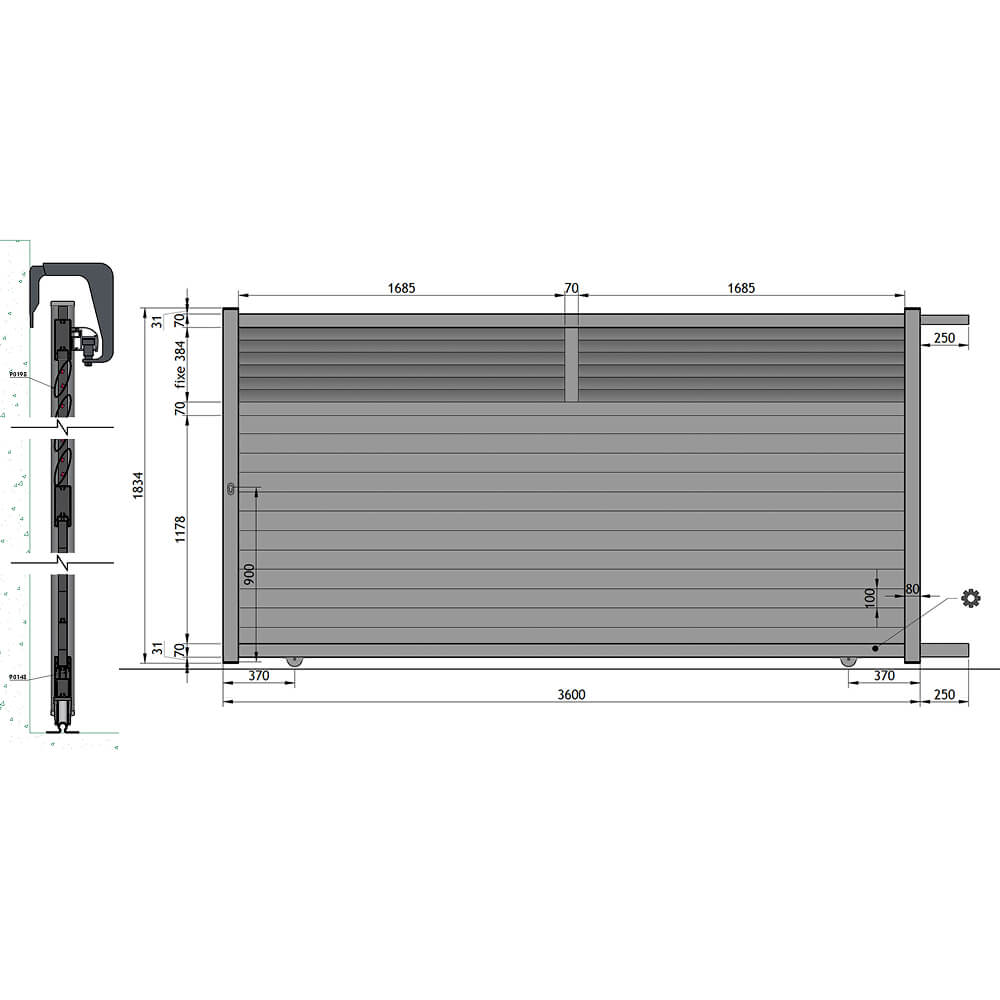 Portail coulissant 3600 x 1834 mm