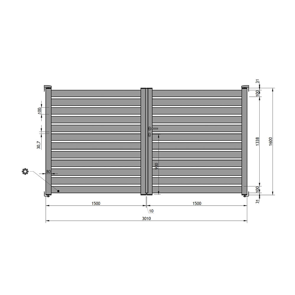 Portail battant 3010 x 1600 mm