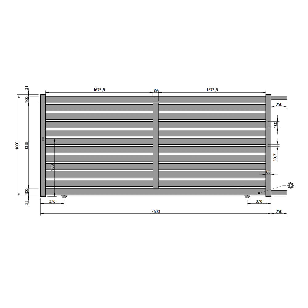 Portail coulissant 3600 x 1600 mm