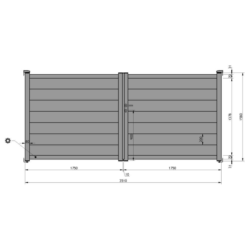 Portail battant 3510 x 1580 mm