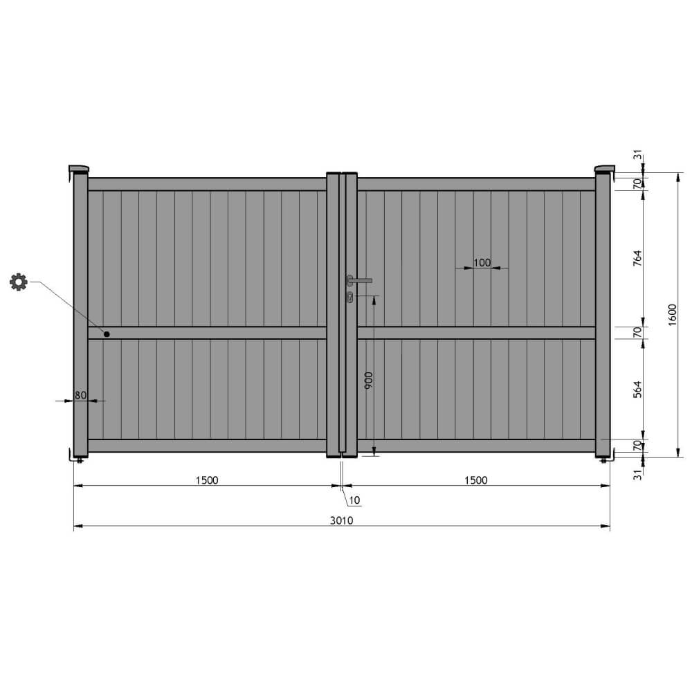 Portail battant 3010 x 1600 mm