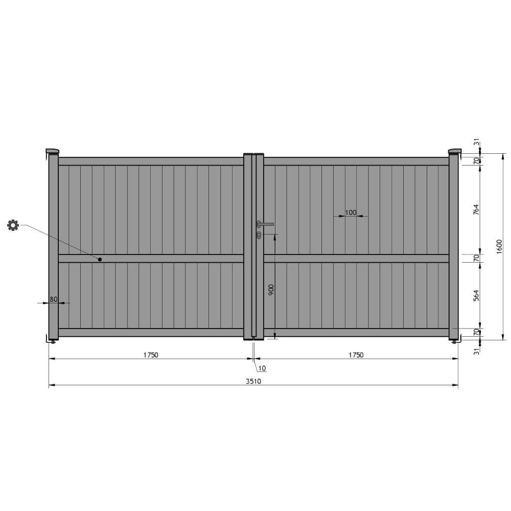 Portail battant 3510 x 1600 mm