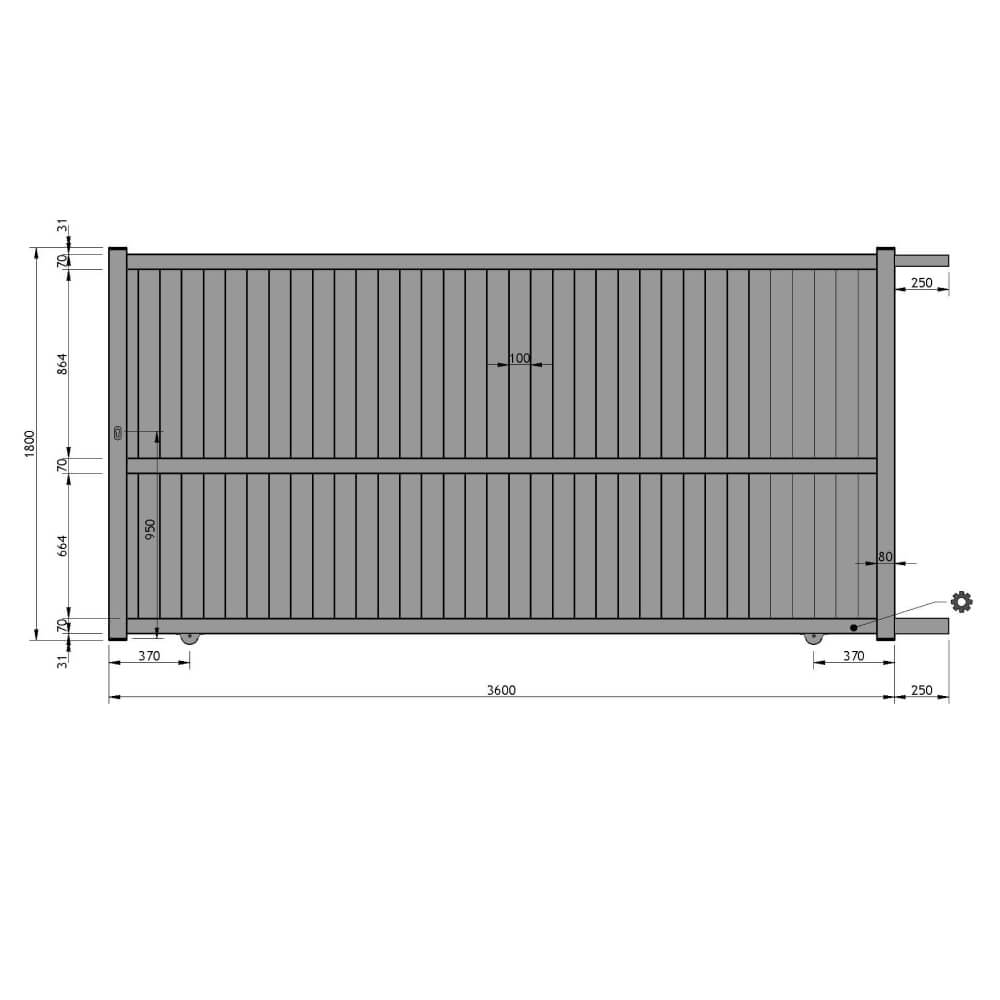 Portail coulissant 3600 x 1800 mm