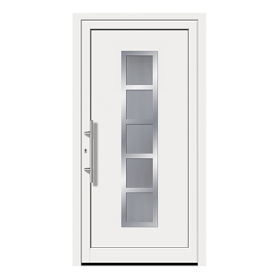 Porte d'entrée blanc en pvc, bois ou aluminium
