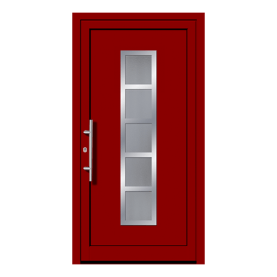 Porte d'entrée rouge en pvc, bois ou aluminium