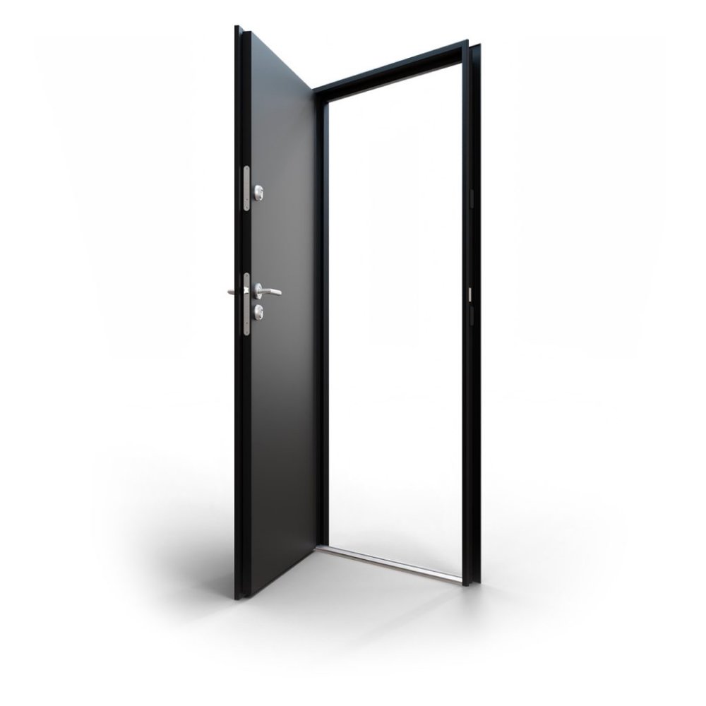 Porte de service Jurbise anthracite ouvert