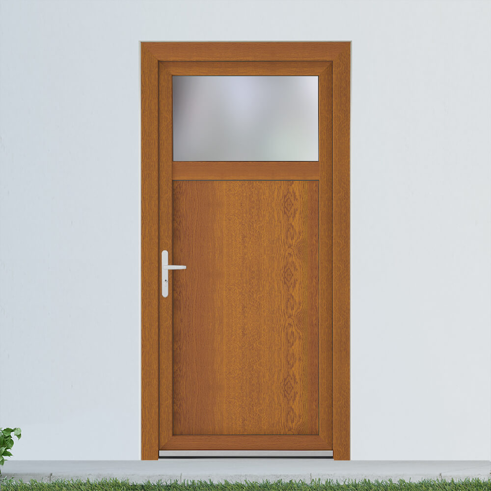 Porte de service en PVC imitation bois (chêne doré) Porte de service en PVC imitation bois (chêne doré)