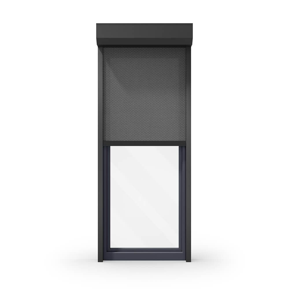 Porte-fenêtre en pvc-alu avec store enrouleur extérieur Porte-fenêtre en pvc-alu avec store enrouleur extérieur