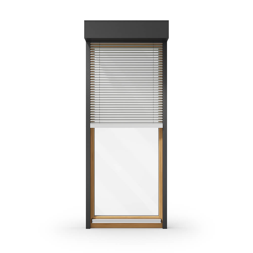 Porte-fenêtre avec brise-soleil orientables